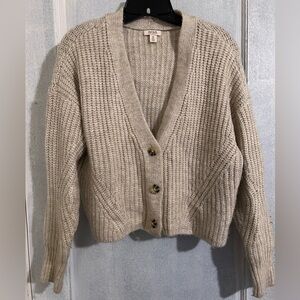 Petite Cardigan button up- Cream/Tan